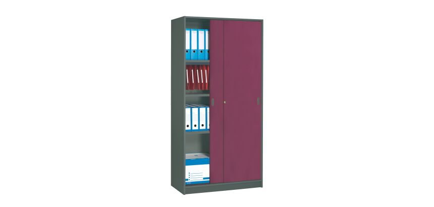 Armoire Harmonie H 180 x L 90 x P 44 cm corps anthracite portes coulissantes couleur