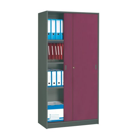 Armario Madera Alt 180 cm color Antracita puertas correderas Ciruela