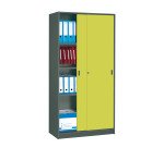 Armoire Harmonie H 180 x L 90 x P 44 cm corps anthracite portes coulissantes couleur