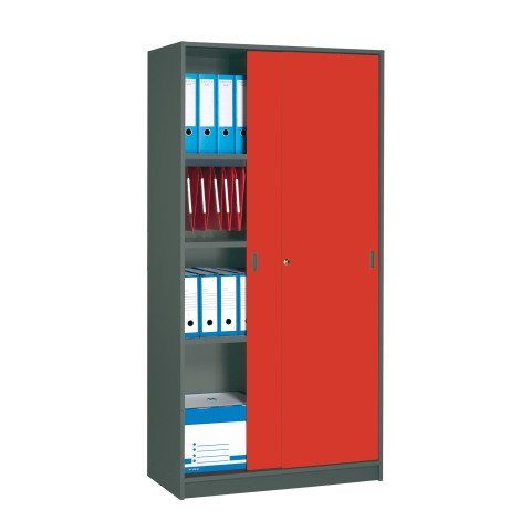 Armario Madera Alt 180 cm color Antracita puertas correderas Cereza