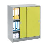 Armoires basses bois H 100 x L 90 cm portes coulissantes couleur corps aluminium Harmonie