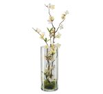 Bouquet cerisier blanc H 57 cm - avec vase en verre