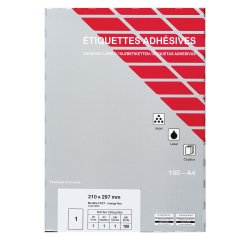 Etiqueta para inkjet y láser 210 x 297 mm color fluorescente - Caja de 100