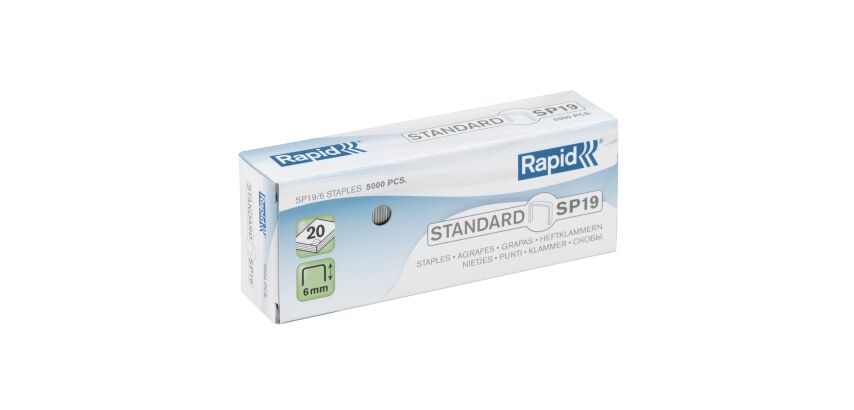 Box of 5000 staples Rapid SP19/6 galvanized
