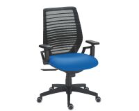 Chaise de bureau synchrone Expert Maxiburo dossier maille assise tissu - bleu