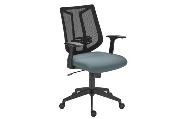 Office chair Bruneau Tiloa fabric and mesh - Low back with armrests - Synchronous mechanism - Black legs
