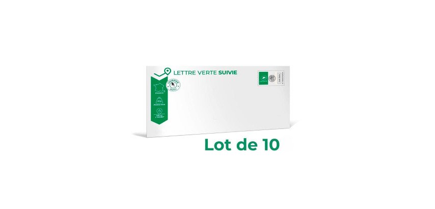 Enveloppe Prêt à Poster Lettre verte suivie - Paquet de 10