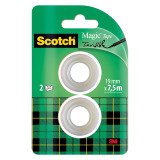 Ruban Magic invisible Scotch spécial mini-dévidoir longueur 7,5 m - Blister de 2