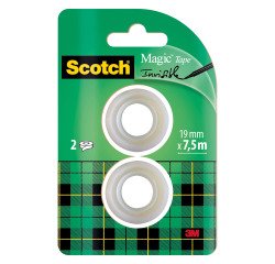 Blister of 2 Scotch Magic Invisible adhesive tapes with mini tape dispenser 7.5 m