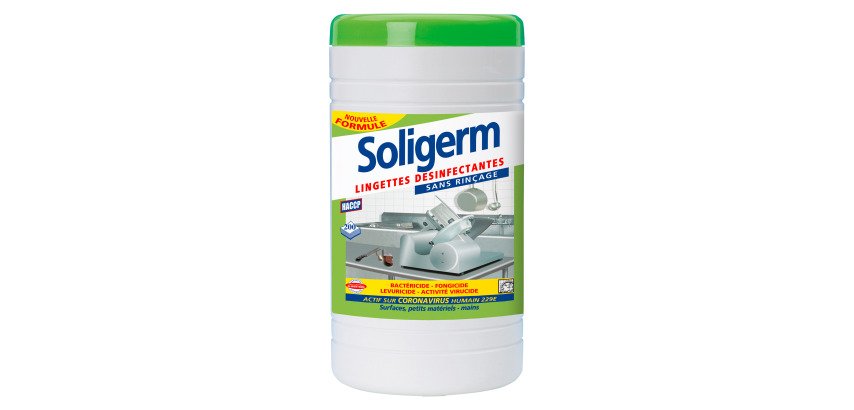 Lingettes désinfectantes pour cuisine et mains Soligerm - Boîte de 200