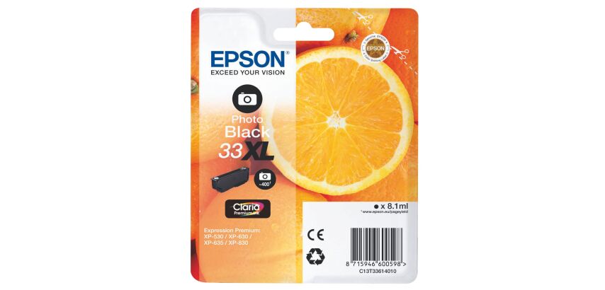 Epson 33XL cartouche haute capacité noir photo pour imprimante jet d'encre