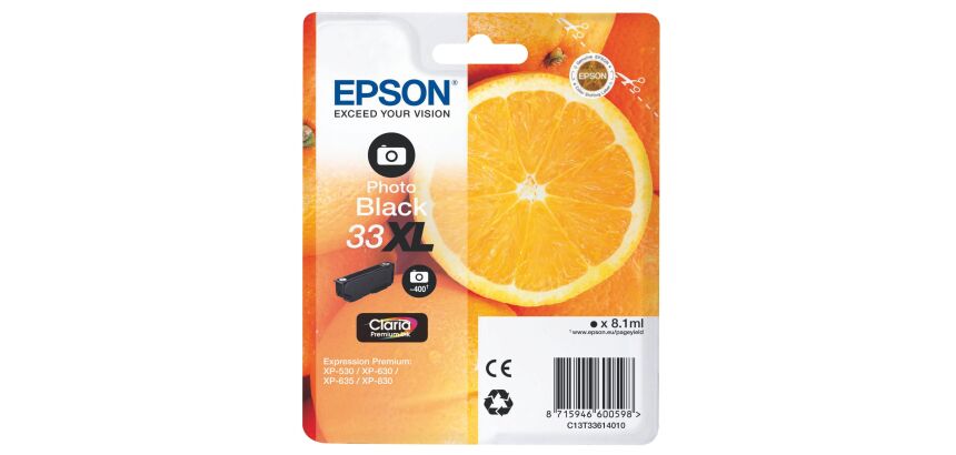 Epson 33XL cartouche haute capacité noir photo pour imprimante jet d'encre