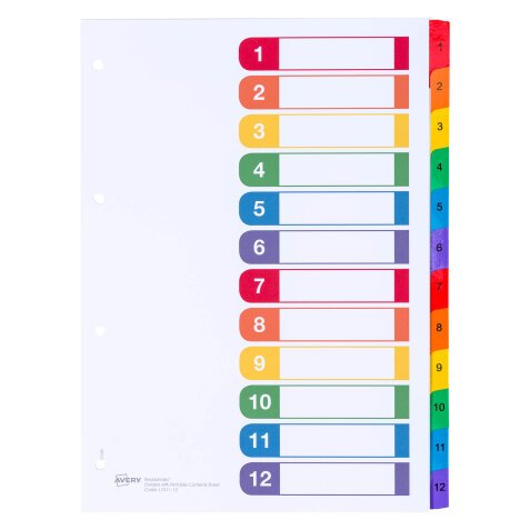 Set of dividers Avery Ready Index, numbered with 12 subdivisions