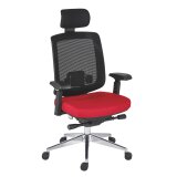 Chaise de Bureau ZOLPEE tissu et maille - avec accoudoirs, appui-tête, réglable profondeur d'assise et soutien lombaire - Mécanisme Synchrone - Pieds aluminium