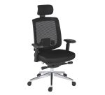 Chaise de Bureau ZOLPEE tissu et maille - avec accoudoirs, appui-tête, réglable profondeur d'assise et soutien lombaire - Mécanisme Synchrone - Pieds aluminium