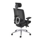 Chaise de Bureau ZOLPEE tissu et maille - avec accoudoirs, appui-tête, réglable profondeur d'assise et soutien lombaire - Mécanisme Synchrone - Pieds aluminium