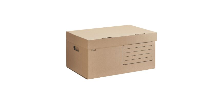 Archivcontainer in braunem Karton H 27 x B 55 x T 36 cm