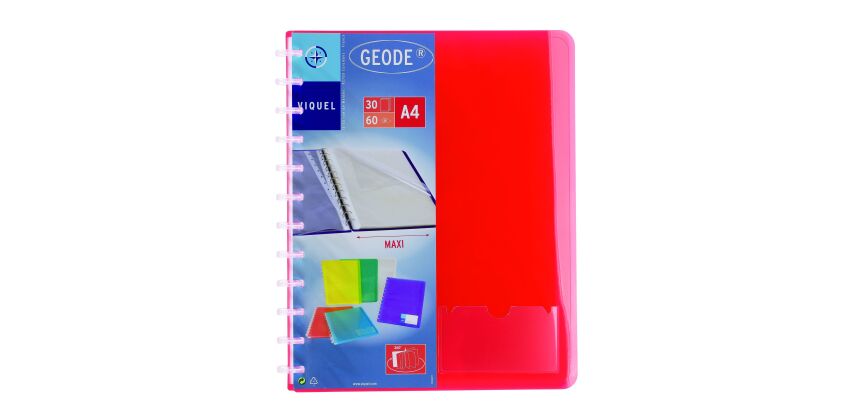 Protège-documents Viquel Géode polypropylène translucide A4 couleurs assorties - 30 pochettes