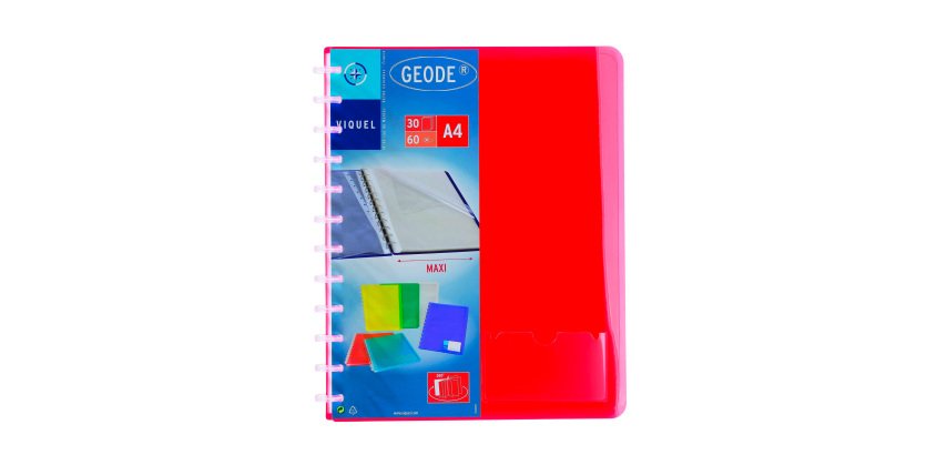 Protège-documents Viquel Géode polypropylène translucide A4 30 pochettes - 60 vues couleurs assorties