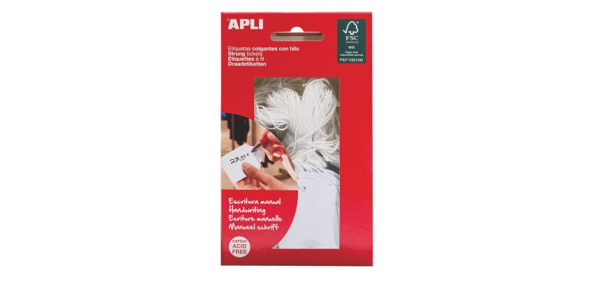 Etiquetas colgantes para ropa Apli 7013 36 x 53 mm - Caja de 100
