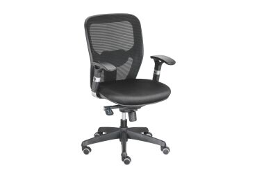 Chaise de bureau ANZIO - Dossier en maille avec accoudoirs- Soutien lombaire- Mécanisme synchrone- Pieds noir