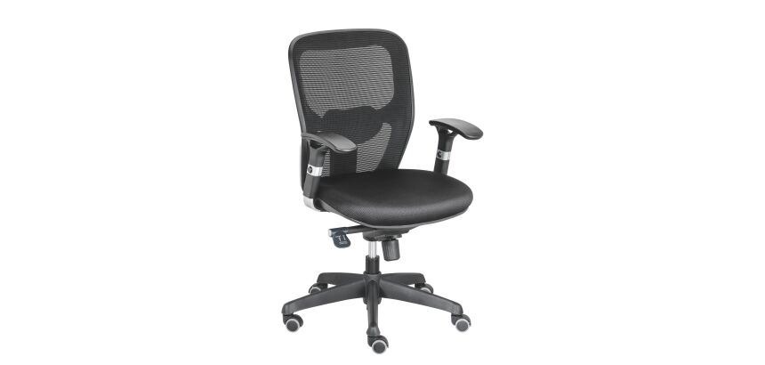 Chaise de bureau Noiza avec accoudoirs réglables - Dossier maille - Mécanisme synchrone