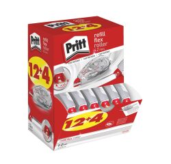 Pack de 12 correctores en seco recargables Flex Roller Pritt, ancho 4,2 mm - Longitud 12 m + 4 gratis