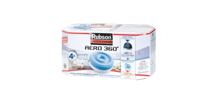 Recharge Aero 360° pour absorbeur d'humidité Rubson - Boite de 4