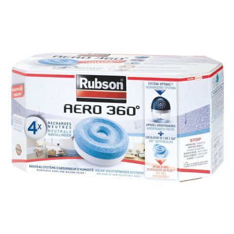 Recarga Aero 360° para deshumidificador Rubson - Caja de 4