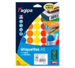 Pastille adhésive Ø 24 mm Agipa 101827 couleurs assorties - Pochette de 280