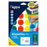 Pastille adhésive Ø 30 mm Agipa 101828 couleurs assorties - Boîte de 168