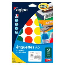 Pastille adhésive Ø 30 mm Agipa 101828 couleurs assorties - Boîte de 168