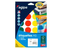 Pastille adhésive Ø 30 mm Agipa 101828 couleurs assorties - Boîte de 168