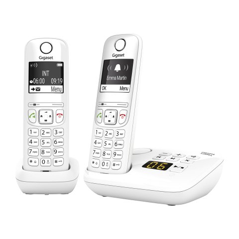 Pack dúo de teléfonos inalámbricos+ contestador automático Gigaset AS690A con bloqueo de llamadas color blanco