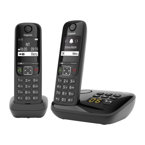 Pack dúo de teléfonos inalámbricos+ contestador automático Gigaset AS690A con bloqueo de llamadas color negro