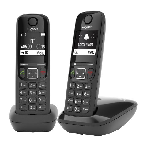 Pack dúo de teléfonos inalámbricos Gigaset AS690 con bloqueo de llamadas color negro