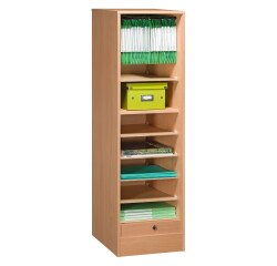 Wooden tambour filing cabinet, H 140 cm