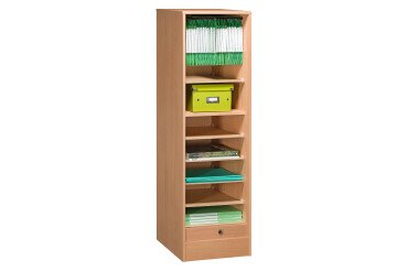 Wooden tambour filing cabinet, H 140 cm