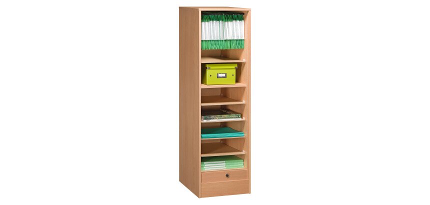 Wooden tambour filing cabinet, H 140 cm