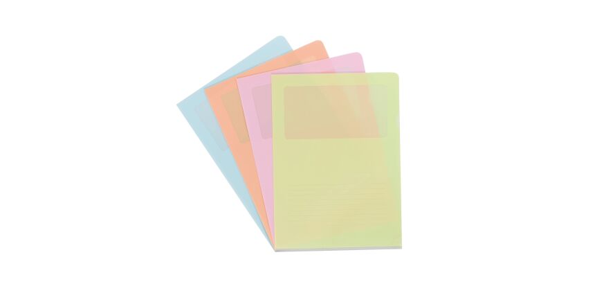 Chemises coin plastique avec fenêtre Oxford A4 polypropylène 14/100 - Paquet de 100