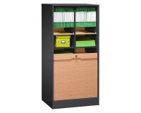 Double wooden tambour cabinet H 140 cm