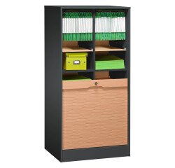 Double wooden tambour cabinet H 140 cm
