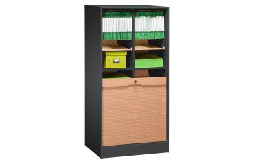 Double wooden tambour cabinet H 140 cm