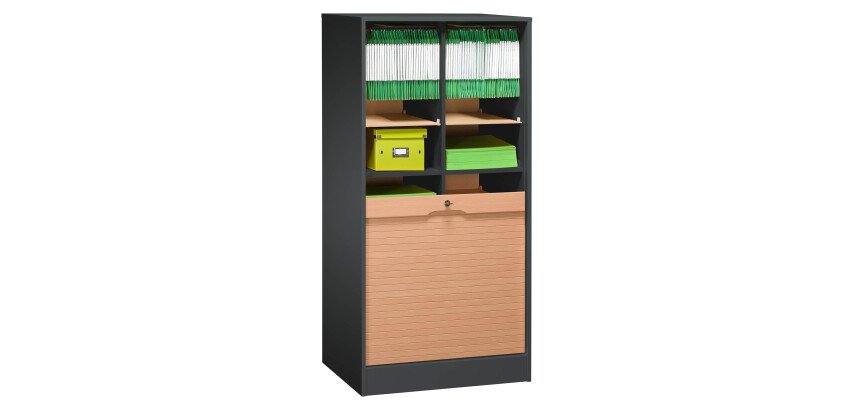 Classeur à rideau double bois H 140 cm