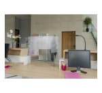 Ecran de protection hygiaphone plexiglass L 74 x H 66 cm à poser avec encoche passe document L 40 x H 5 cm