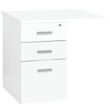 Caisson hauteur bureau 3 tiroirs avec extension Intuitiv' blanc