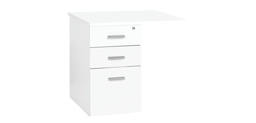 Caisson hauteur bureau 3 tiroirs avec extension Intuitiv' blanc