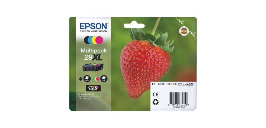 Set von 4 Cartridges Epson 29XL schwarz + farbig, hohe Kapazität