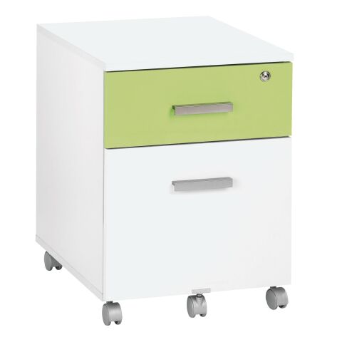 Cajonera Movil Blanco Intuitiv 2 cajones Verde