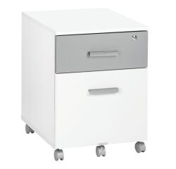 Cassettiera 2 cassetti struttura in colore bianco e cassetto superiore a scelta